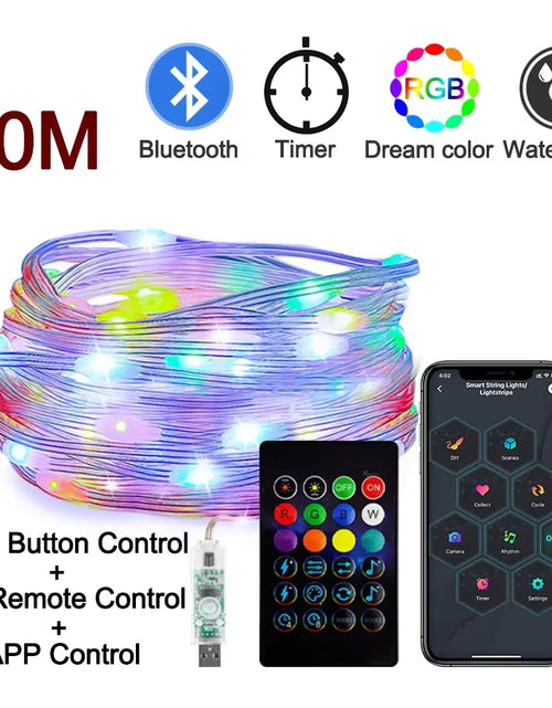 Load image into Gallery viewer, Dreamcolor Rgb Led Strip WS2812B Bluetooth Smart String Fairy Lights Christmas Garland Light Waterproof for Party Curtain Room
