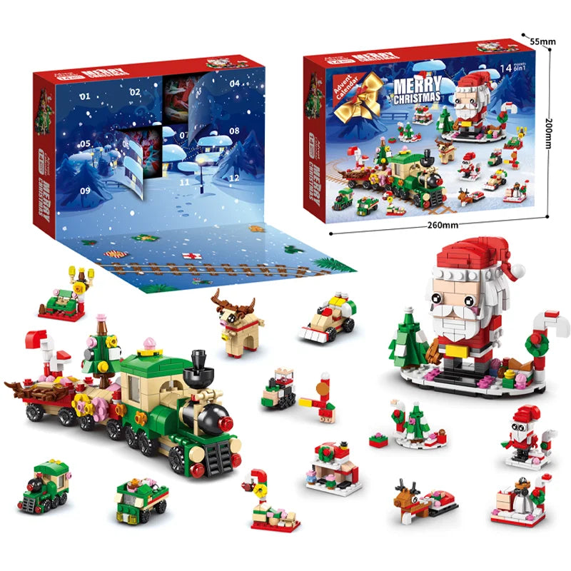 Christmas Building Blocks Set Box Kids Toys 24Years Xmas Advent Calendar Bricks Diy Kit Gift for Children 6 Years Old and Above