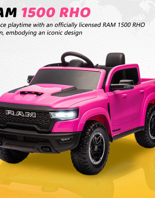 Load image into Gallery viewer, Dodge RAM Ride on Car, 12V Powered Ride on Toy with Remote Control, Rear Wheel Suspension, 5 Point Safety Belt, MP3 Player, Bluetooth, LED Lights, Electric Vehicles for 3-8 Years Boys Girls, Black
