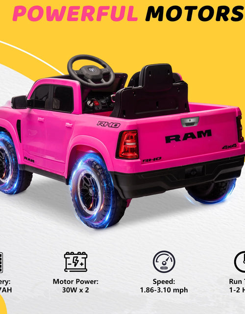 Load image into Gallery viewer, Dodge RAM Ride on Car, 12V Powered Ride on Toy with Remote Control, Rear Wheel Suspension, 5 Point Safety Belt, MP3 Player, Bluetooth, LED Lights, Electric Vehicles for 3-8 Years Boys Girls, Black
